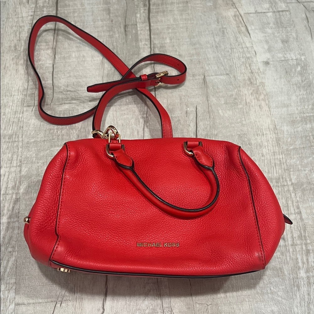 Michael Kors Cherry Red Leather Satchel